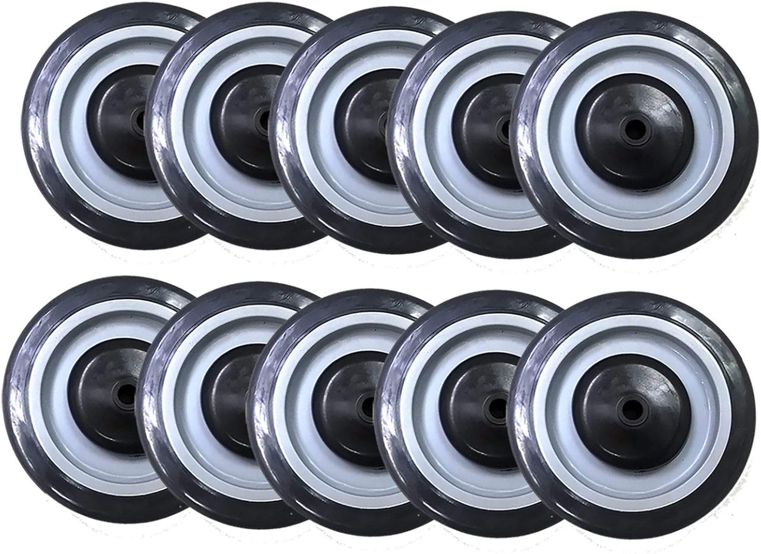 Shopping Cart Wheel 5" x 1-1/4" Polyurethane (Axle Diameter : 3/8") 1 EA, 10 EA (10 EA)