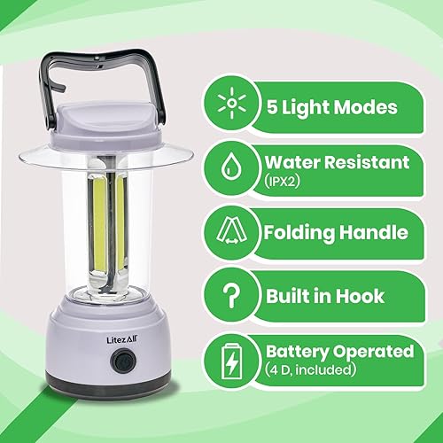 Miniatura 3 de LitezAll Faroles LED para cortes de energía, linterna más brillante de 2000 lúmenes, linterna de diodo emisor de luz alimentada por batería para