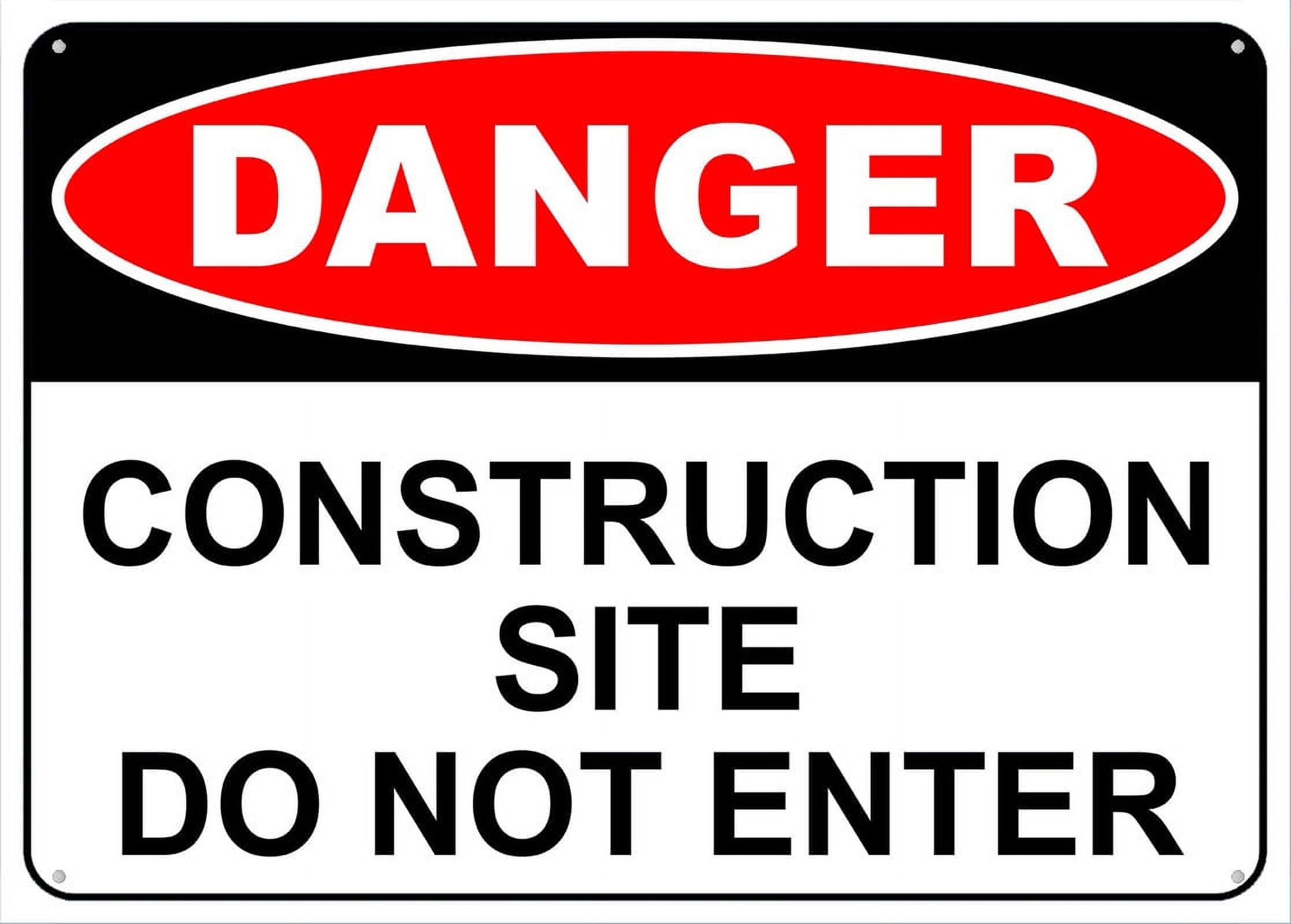 Peiyeety A02 Construction Site Doenter Sign Outdoor Metal Sign - 12X16 Inches Metal Signs For Business, Workplace, Office, Home, Delivery Signs, Road Signs, Garden Signs