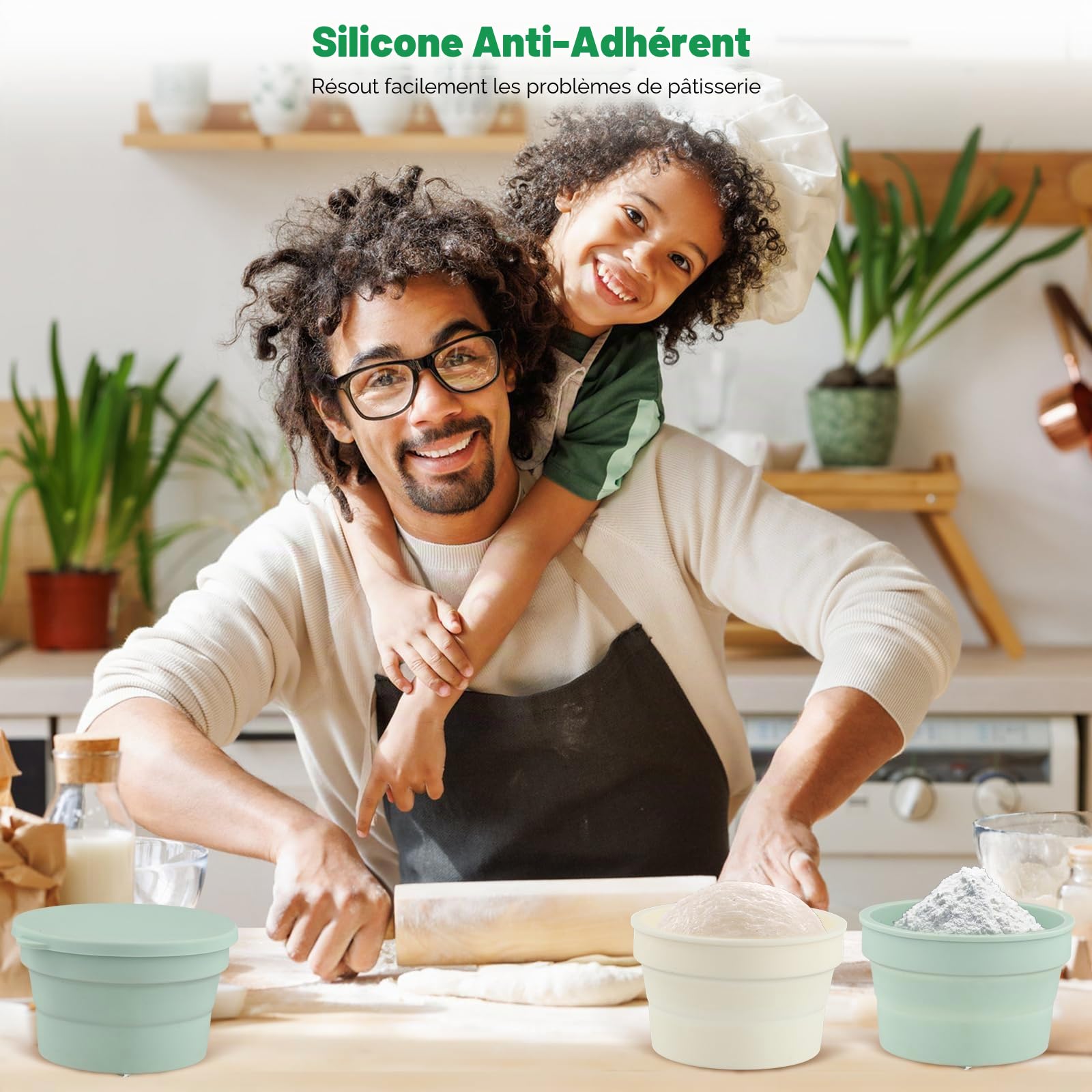 Lot de 4/6 boîtes à pâte à pizza innovantes en silicone, couvercle anti-adhésif, boîtes empilables et détachables