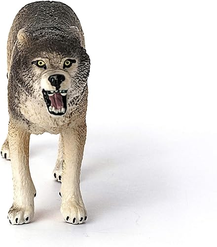 Miniatura 2 de Schleich Wild Life - Figura realista de lobo gris merodeando, figura duradera de animales del bosque norteamericanos para niños, juguete perfecto