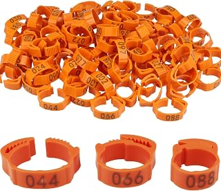 100PCS Adjustable Poultry Leg Bands – Numbered Chicken Leg Rings 001-100, 14-22mm Diameter, Reusable Plastic Identification Rings for Chickens, Ducks, Geese, and Birds (Orange)