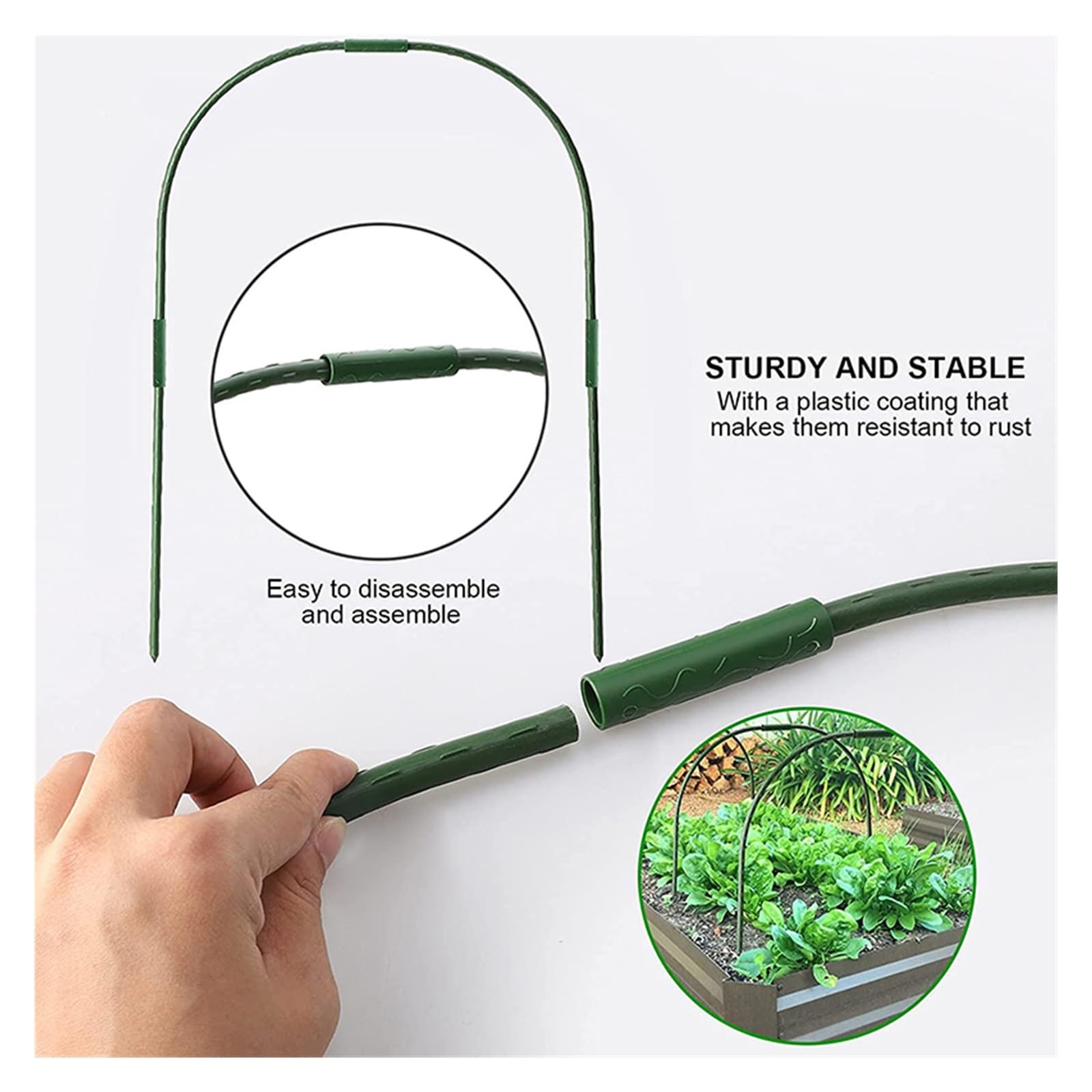 Archi per Serra Orto 1/3/6PCS 11mm Garden Hoops Plastc Frame Gardening Bed Tunnel Support Frame Greenhouse Connecting Hoops Raised Beds Netting(6pcs)