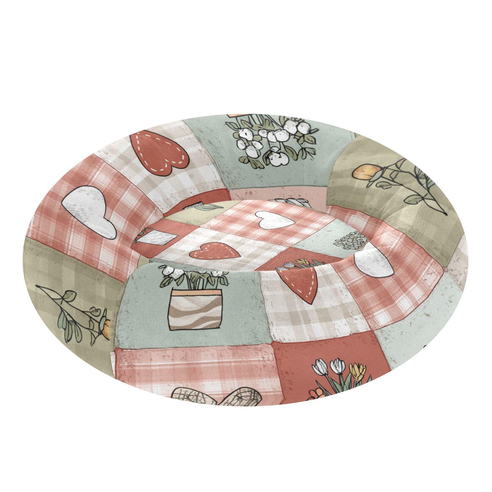 Lit apaisant pour animaux S rouge avec motif lapin et cœurs