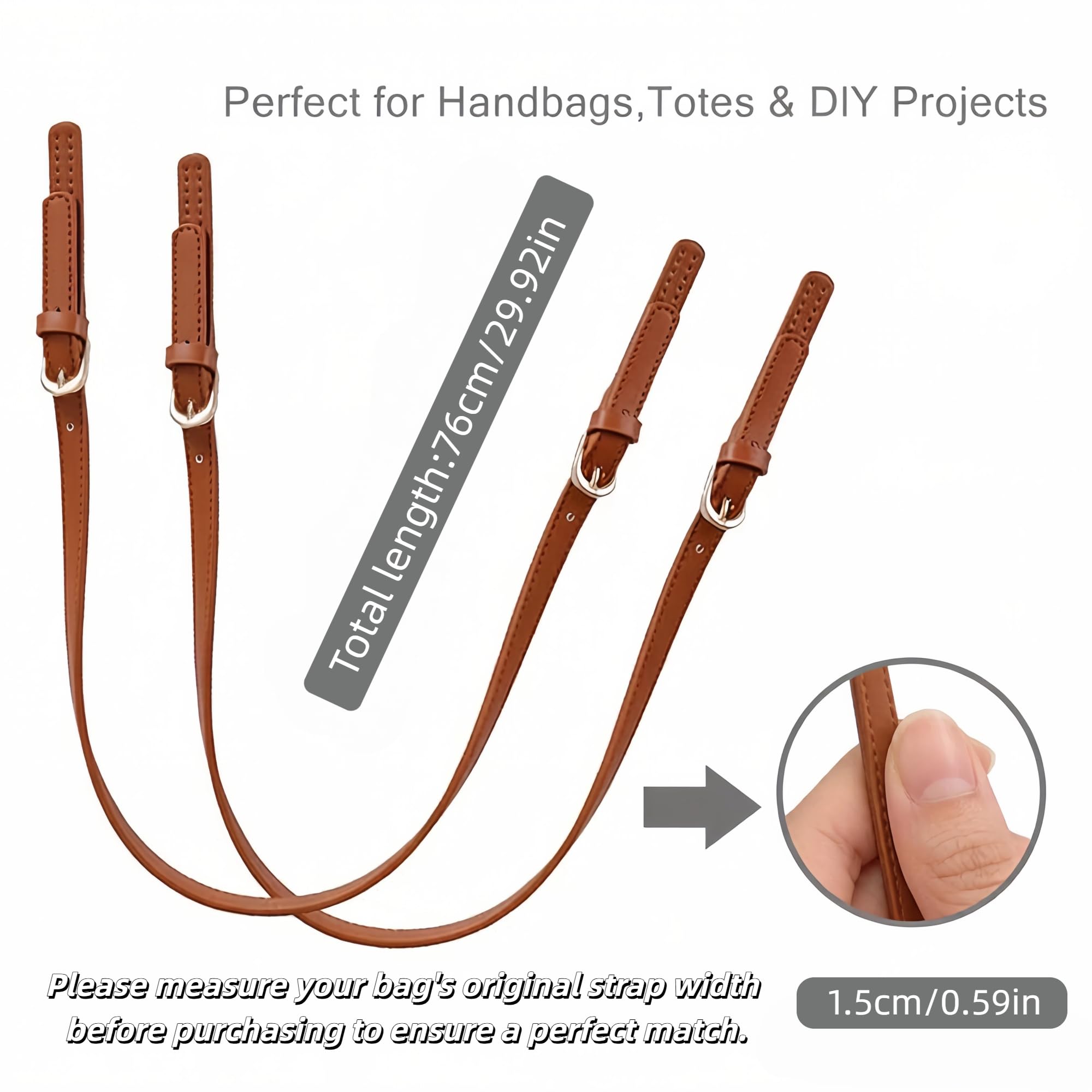 XIMEO Paquete de 2 correas de repuesto para bolso, asas ajustables de piel sintética con hebilla para hacer bolsos, reparación de bolsos y bolsos