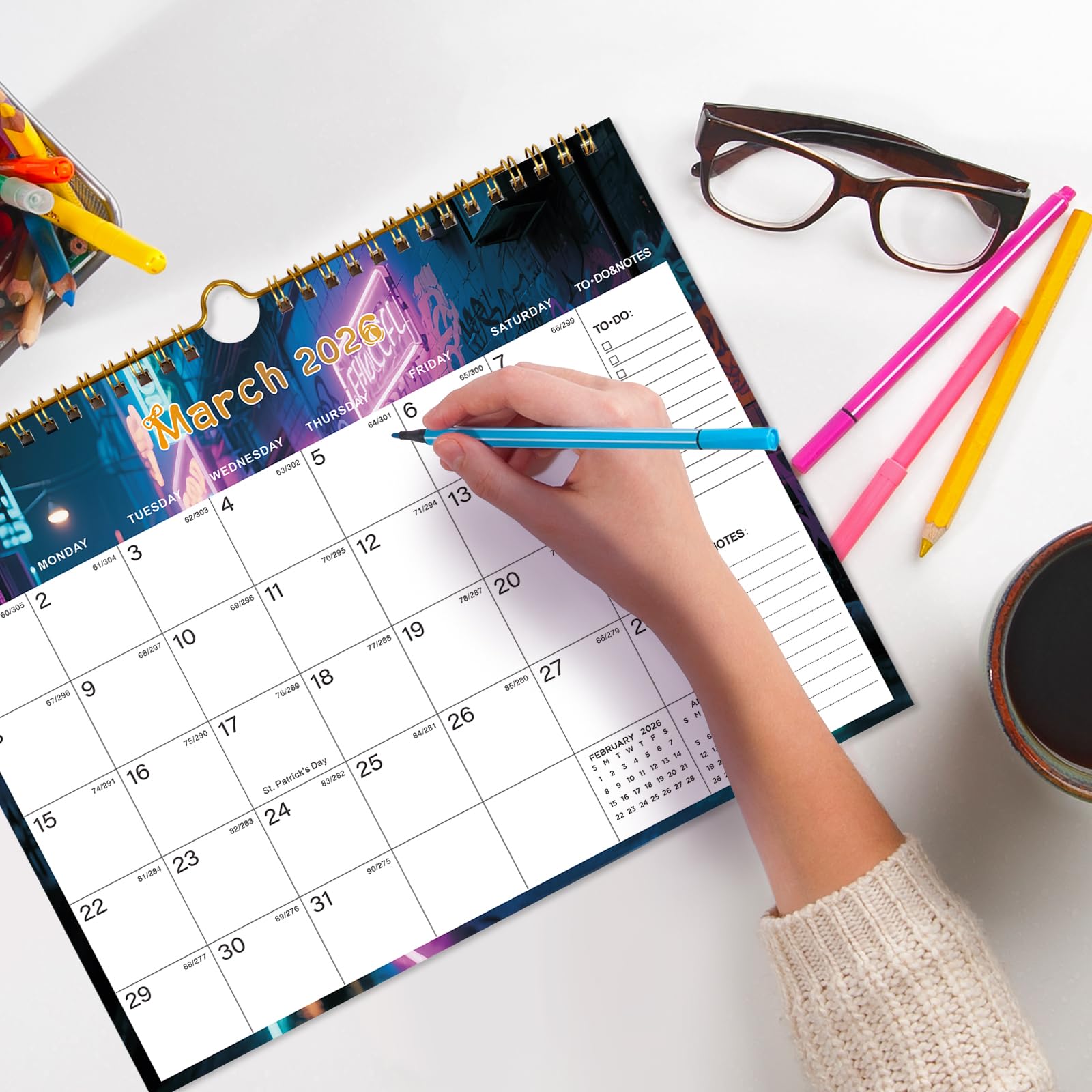 Condition photo showing Brand New for 2026-2027 Wall Calendar - Includes January 2026 to June 2027, 18-Month Paper Wall Calendar 11 x 8.5 Inches.Thick Paper with Julian Dates and Block for New