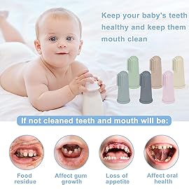 Bassion Baby Toothbrush Set, 6 Pcs Soft Infant Finger Toothbrush with 6 Boxes, Newborns Toddler Silicone Baby Tooth Brush 0-6 Months 6-12 Months