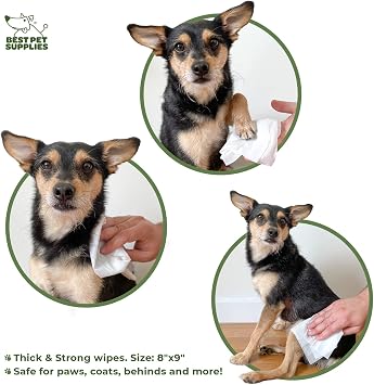 Best Pet Supplies Pet Grooming Wipes for Dogs & Cats,Deodorizer for Coats & Dry, Itchy, or Sensitive Skin, Clean Ears, Paws, Body, Butt - Cleansing Tea Tree
