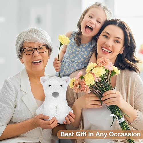 Miniatura 6 de Warmable West Highland White Terrier - Peluches térmicos para perros de peluche para microondas para calambres y dolor, cachorro Westie de lavanda