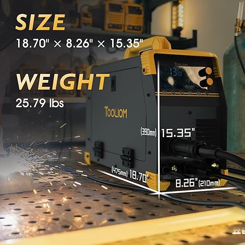 Vista 16 de TOOLIOM Soldador MIG de aluminio con pulso 250A 110V/220V Voltaje dual 4 en 1 Máquina de soldadura multifuncional Gas/Flujo sin gas MIG/Elevación