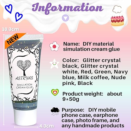 Miniatura 16 de ASTRYAS Juego de 9 piezas de pegamento de crema de simulación falsa de imitación de arcilla para teléfono, kit de funda de silicona crema con boca