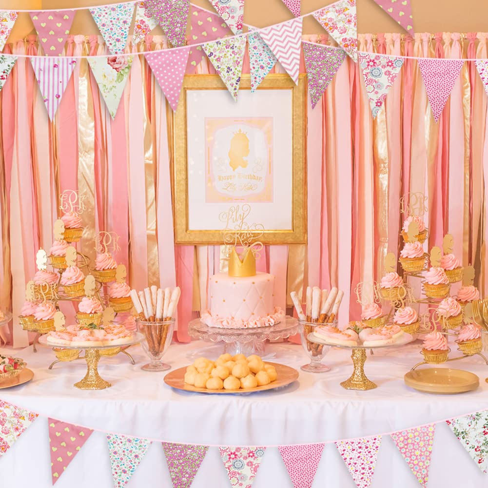 2 pezzi viola chiaro stendardo appeso banner di carta triangolo bandiere sfondo per matrimonio festivo compleanno baby shower decorazione festa  15