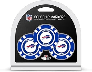 NFL Buffalo Bills 3 Pack Golf Chip Ball Markers, Poker Chip Size with Pop Out Smaller Double-Sided Enamel Markers