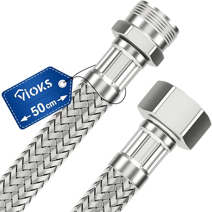 Tubi Flessibili Per Rubinetto 80cm - Acciaio Inox, Filettatura G1/2, Per Cucina E Bagno - Foto 3