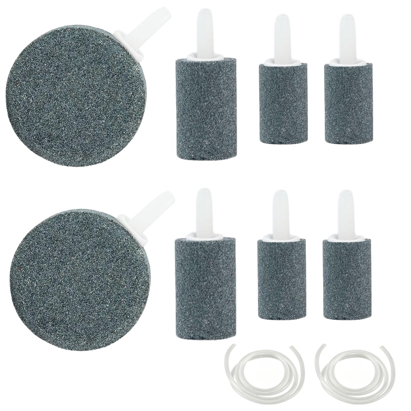 BNPHSIN 8 Air Stones for Fish Tanks & Ponds with 2 x 1m Tubing – Aquarium Air Stone Set, Oxygen Stones, Fish Tank Air Stone, Air Diffuser Stones for Aquarium Air Pumps