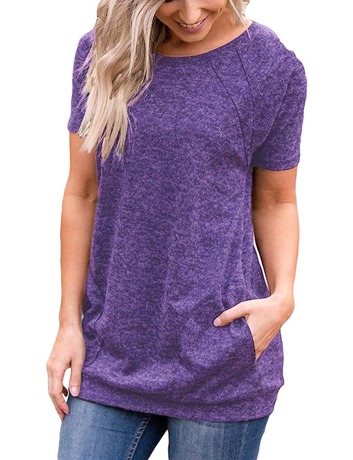 Women's T-Shirts Round Neck Loose Basic Sports top S-XXL