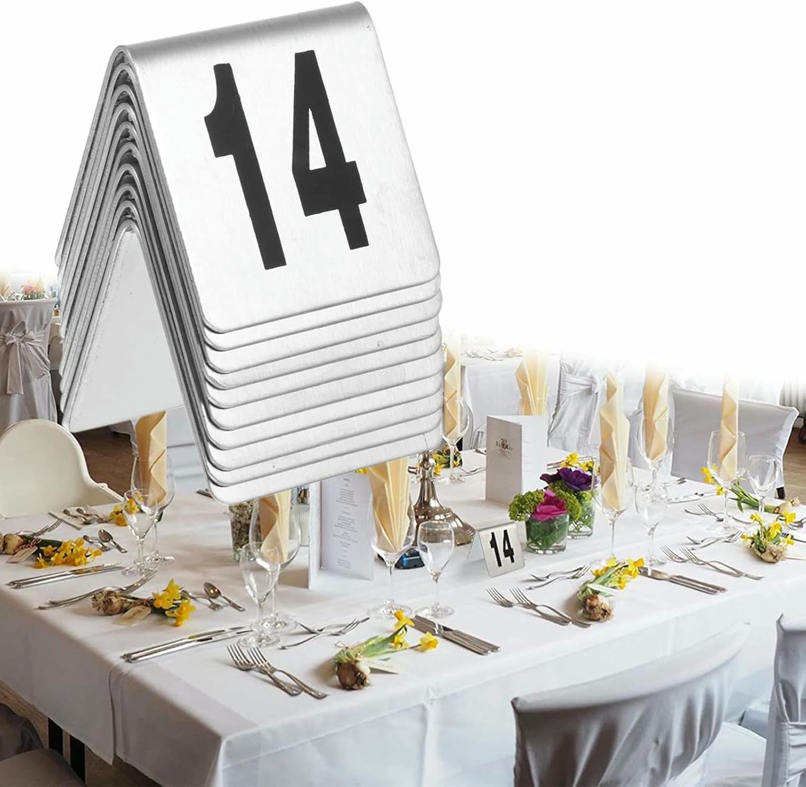 Numéro de table pour mariage et café, numérotation double côté style tente en métal