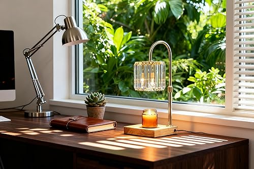 Vista 8 de Candle Warmer Lamp with Timer, Dimmable Electric Candle Wamer Adjustable Height, Glass Modern Candles Melter Lamp, Gifts for Women Mom, Clear