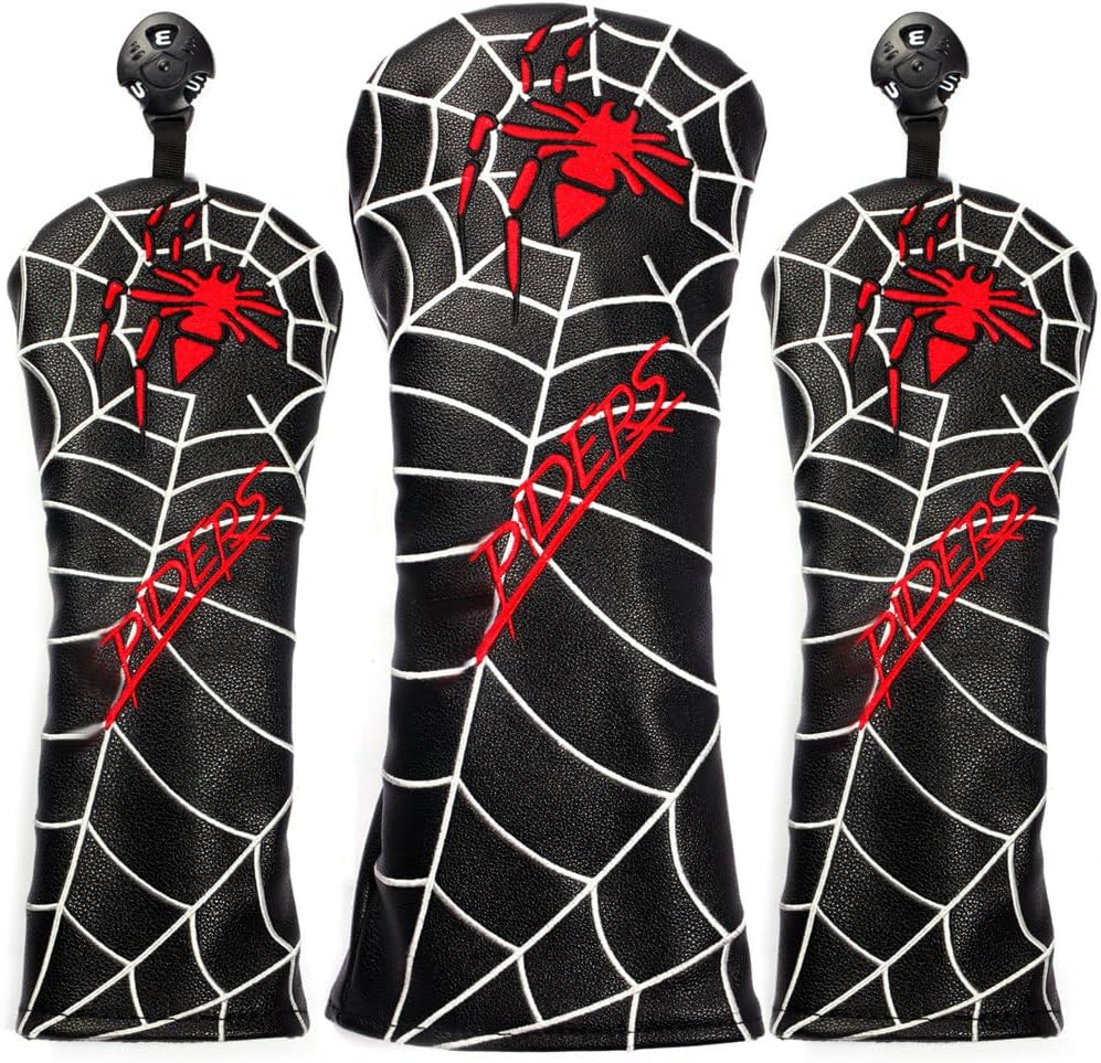 PU Leather Spider Embroidery Golf Club Head Covers for Taylormad Driver Fairway Woods Hybird