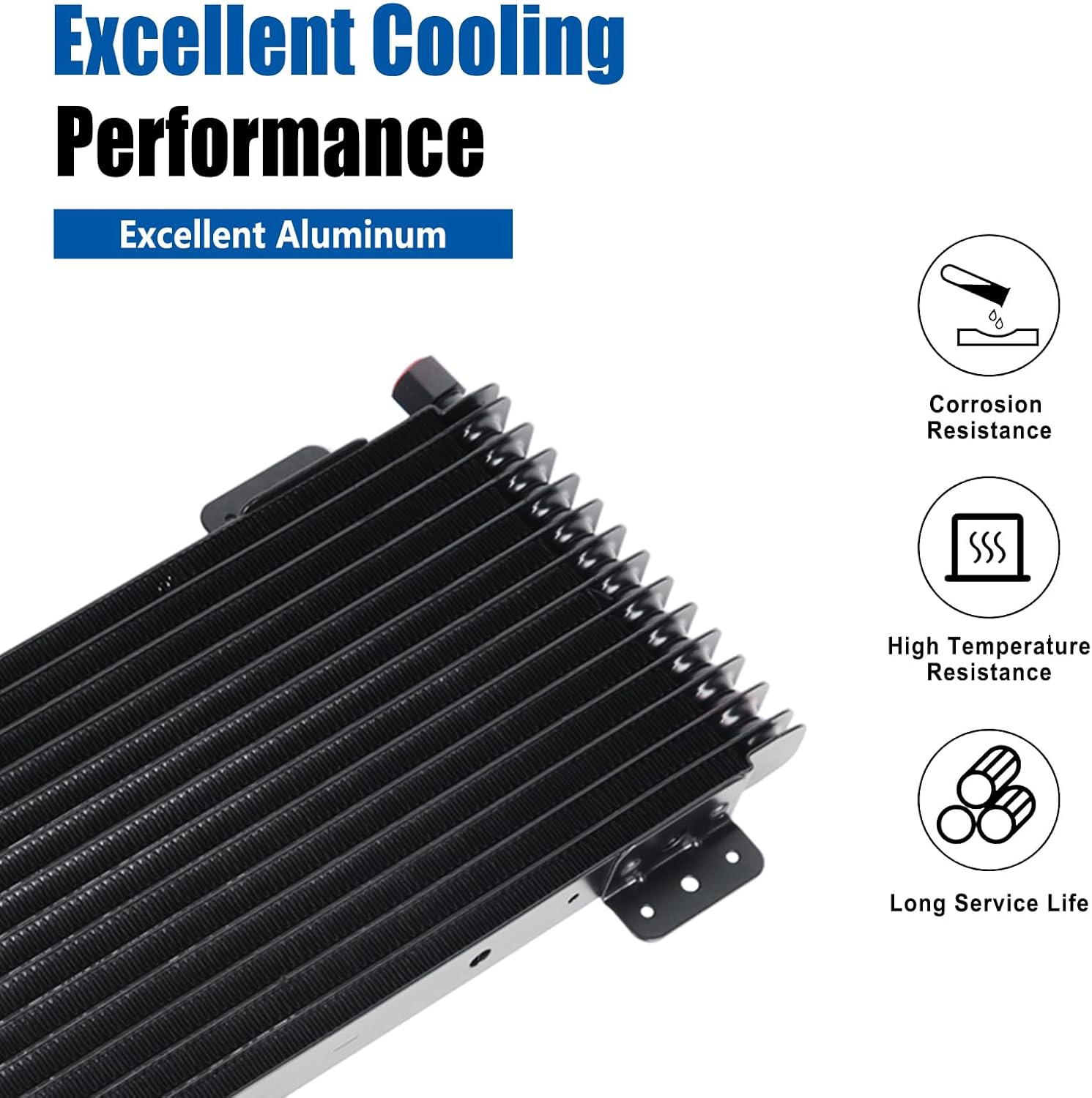 LokoCar Low Pressure Drop Transmission Oil Cooler LPD47391 4739 40,000 GVW with Mounting Hardware Black