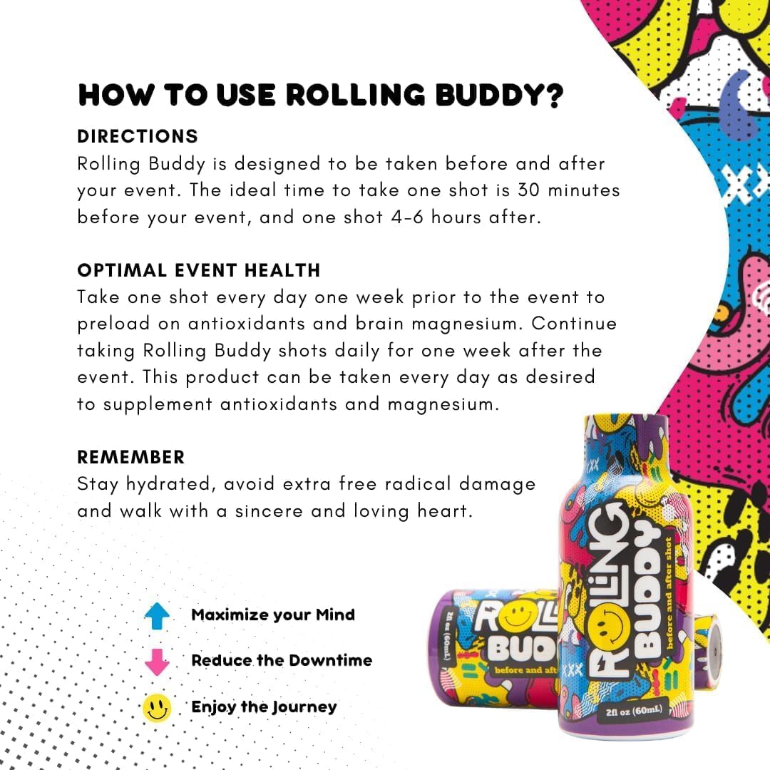 Pre and Post Rave Recovery Shot - Rave Safely, No 5HTP, Jaw Clench Relief, Essential Vitamins for Brain & Body Protection Before and After Rave Antioxidant Shot 2-Pack (4)