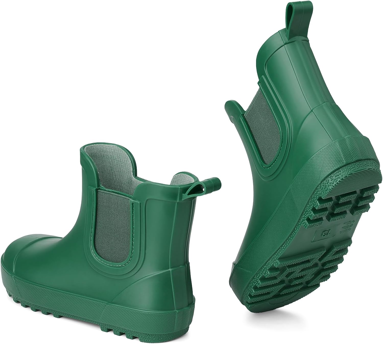 HISEA Kids Waterproof Ankle Deck Boots, Non-Slip Rubber Chelsea Slip-On with Round Toe for Boys & Girls, Lightweight Toddler to Big Kid Rainboots for Farm, Park, Hiking & Outdoor Play