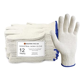 12 Pairs Work Gloves Men & Women Cotton Polyester Protective Gloves for Industry Gardening Construction Warehouse