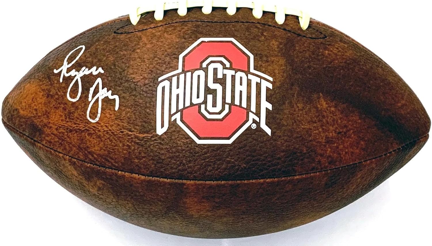 Ryan Day Autographed Ohio State Buckeyes Vintage Logo Football Beckett Witnessed - Autographed College Footballs