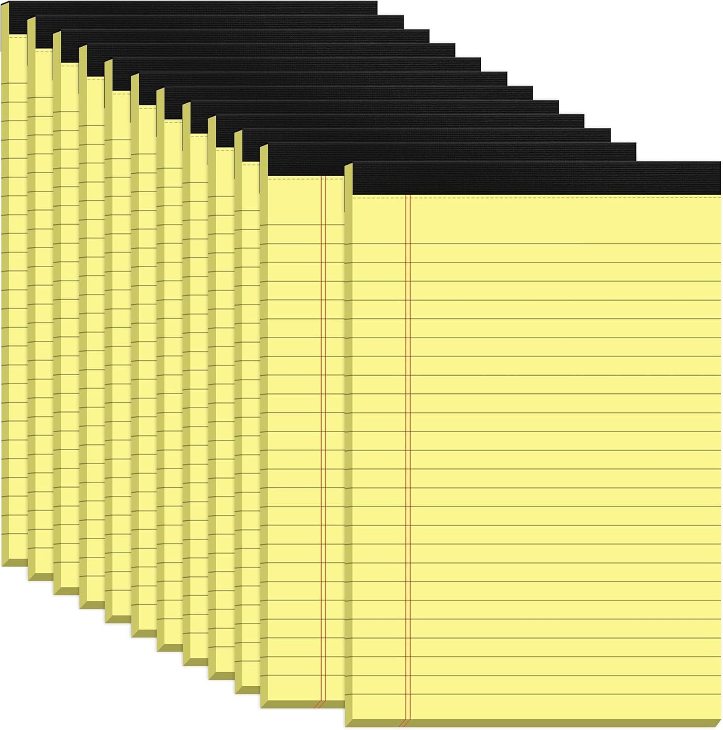 Roneky Yellow Legal Pads A5 Notepads, 12 Pack Small Note Pads A5 College Ruled Perforated Memo Pad for Work, Narrow Ruled Lined Writing Pads, 30 Sheets Per Pad, Mini Notepad for Office Home School