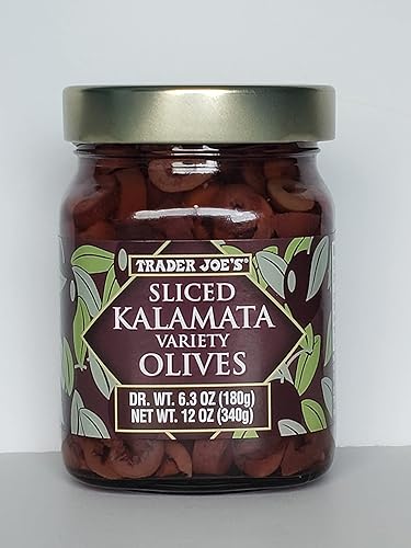 Trader Joe's - Aceitunas variadas Kalamata en rodajas, peso neto 12 onzas (11.99 oz)