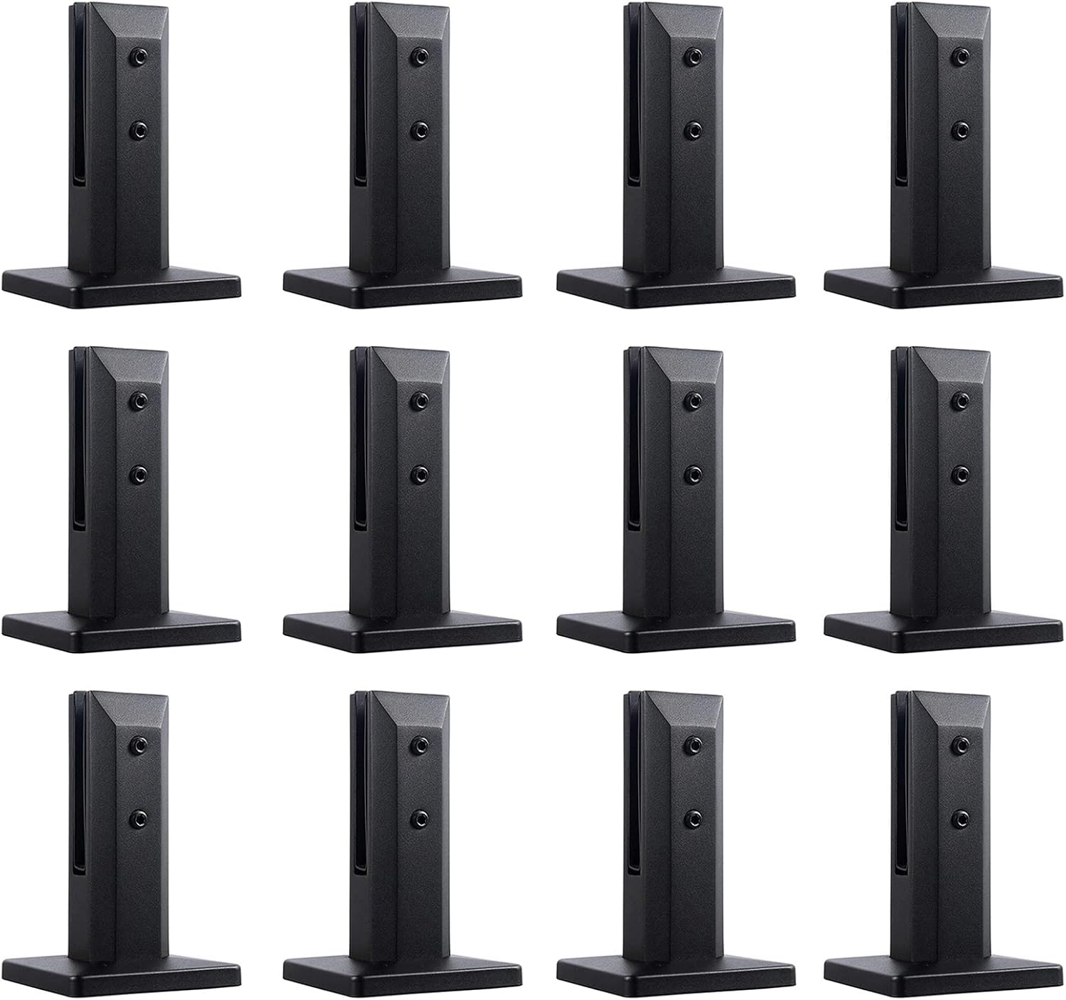 Generic Heavy Duty 304 Stainless Steel Square Pool Fence Spigot Glass clamp, for Garden Deck Balcony Stair Handrail Railing Post Clamp Bracket (12 Pack),Black,200mm