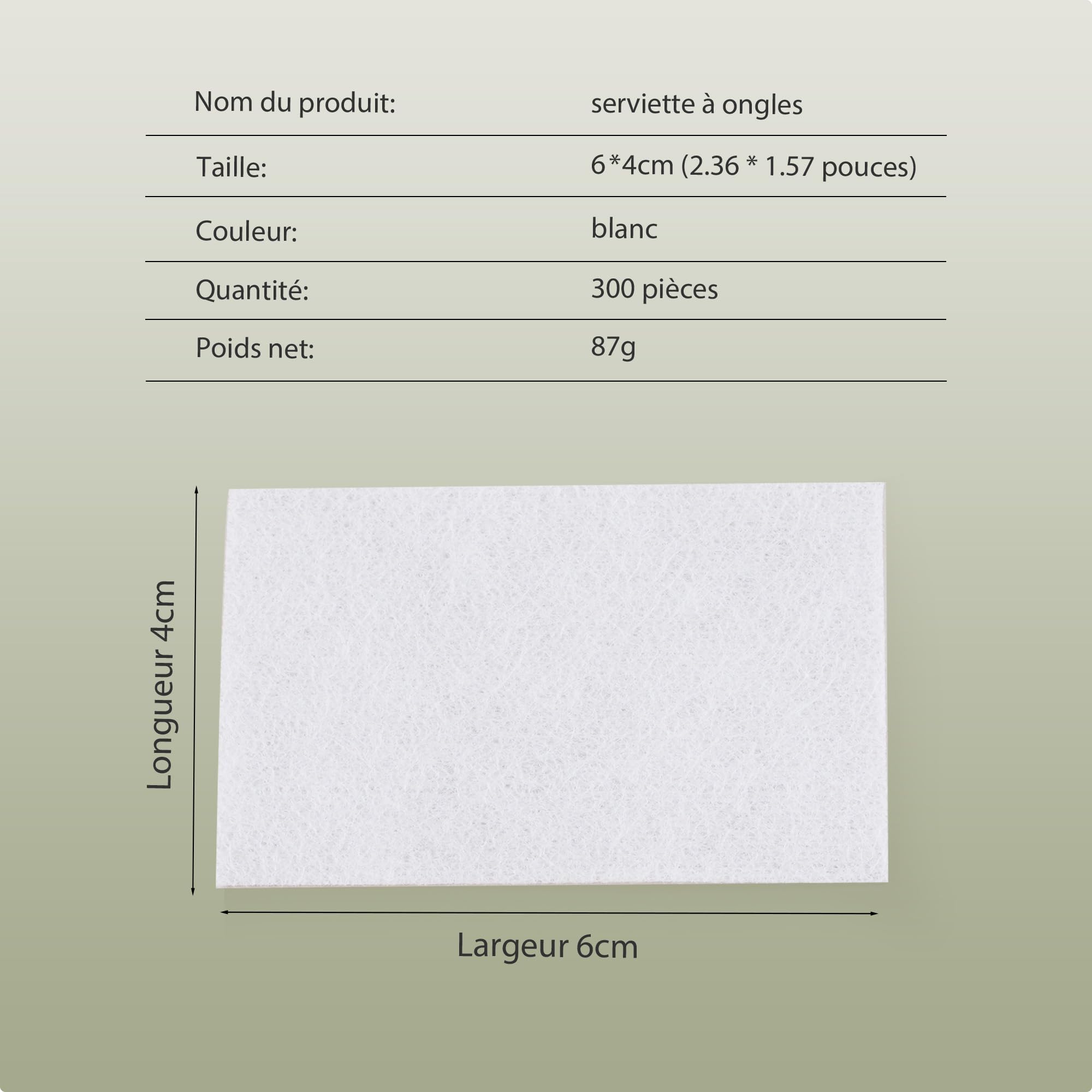 300 Pezzi Pad Unghie per Sgrassare, Dischetti Cotone Senza Pelucchi per Remover Unghie, Salviette Struccanti, Pulizia Pads Unghie per Gel (Bianco)