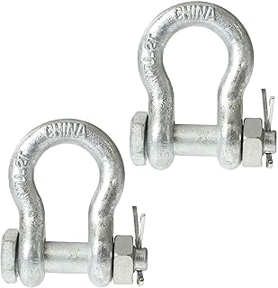 US Cargo Control 1-3/8 Inch Galvanized Bolt Type Anchor Shackles in a 2 Pack - Each with a 13.5 Ton Capacity