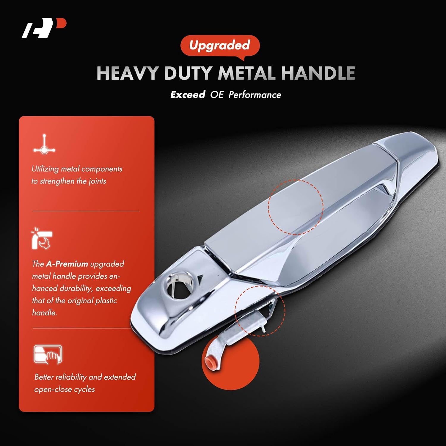 A-Premium Upgraded Metal Exterior Door Handles Compatible with Chevrolet Silverado 1500 2007-2013, Silverado 2500 3500 HD & GMC Sierra 1500, Sierra 2500 3500 HD, Chrome, 4-PC Set, Front & Rear Side