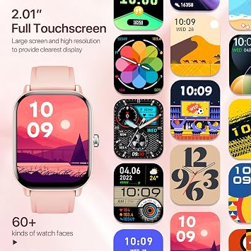 WalkerFit Smart Watch for Women, 2.01'' Smartwatch with Bluetooth Call, 100+Sport Modes, Sleep Monitoring, IP67 Waterproof, Camera & Music Control for iPhone Android, Fitness Watch with Pedometer