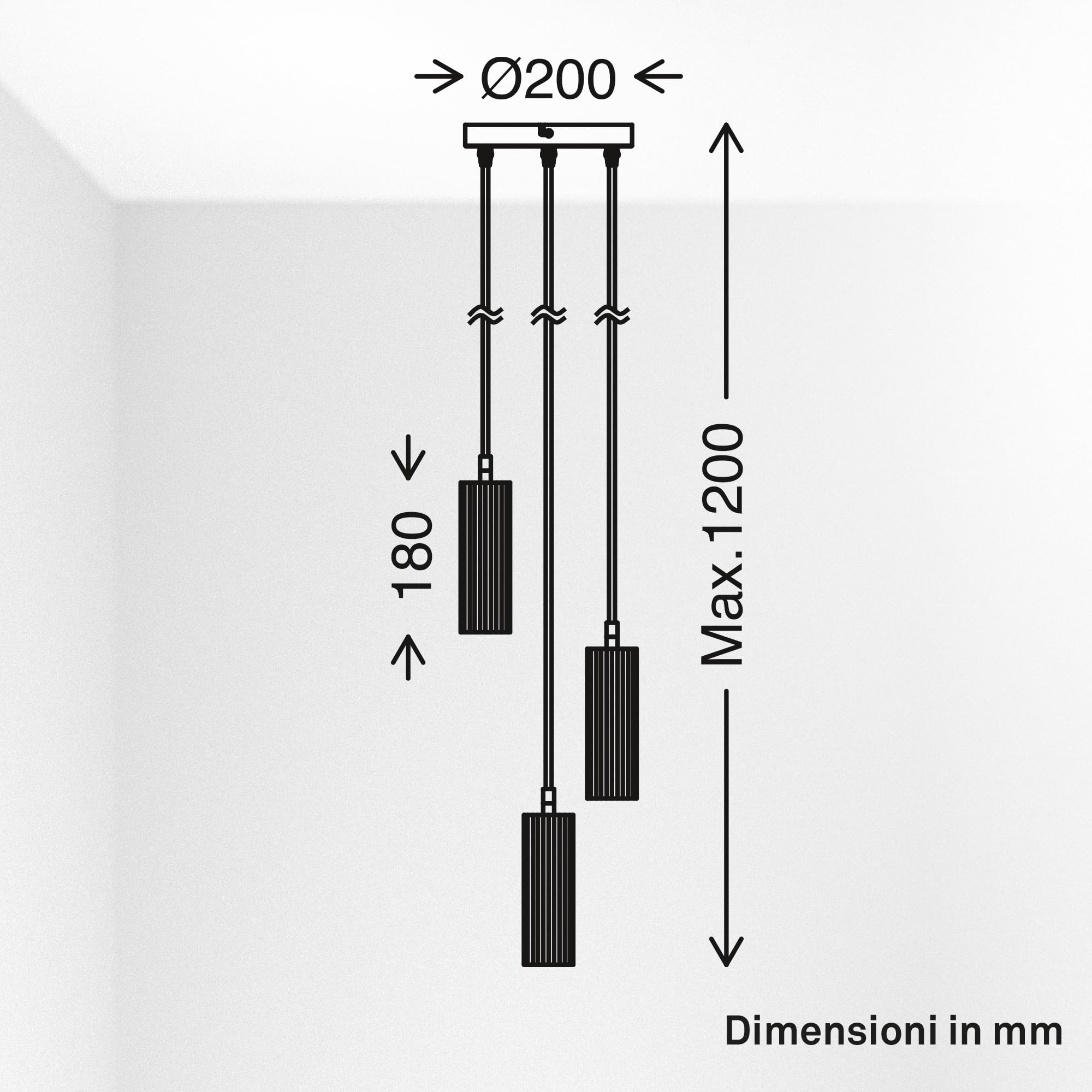 Briloner - Lampadario A Sospensione 3 Luci GU10 Regolabile Nero 120 cm