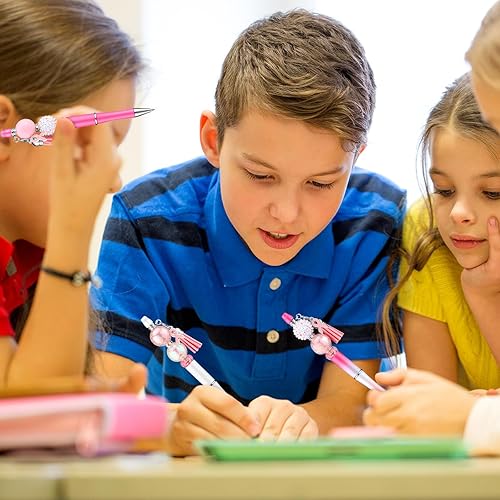 Miniatura 7 de Tatuo 24 juegos de bolígrafos con cuentas para concientización sobre el cáncer de mama, cinta rosa, bolígrafo de cuentas de plástico para