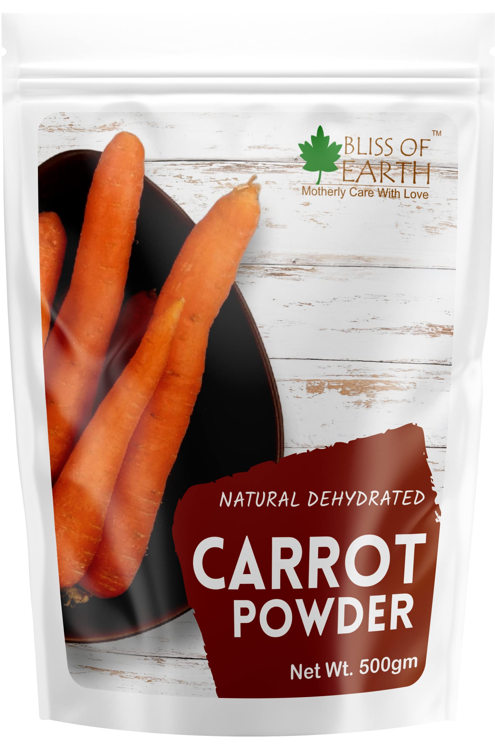 Carrot Powder All Natural Deyderated, Pure, Freshly Ground, and Delicious Great for Skin, Cooking, Soup, Baking & Smoothie 500gm