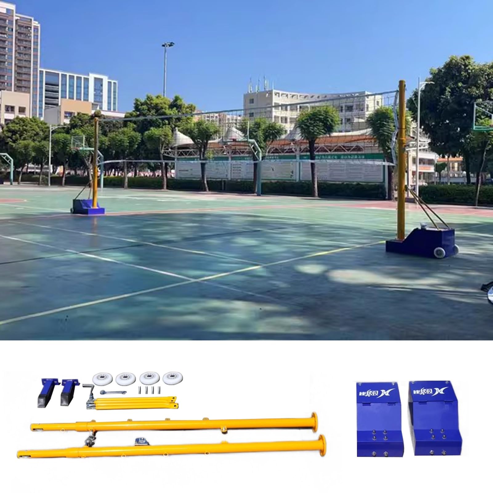 Red de Voleibol 2 en 1 para Patio, Red de bádminton Independiente para Exteriores con Poste, Equipo de Entrenamiento Deportivo para Juegos de Pelota Familiares y Amigos.