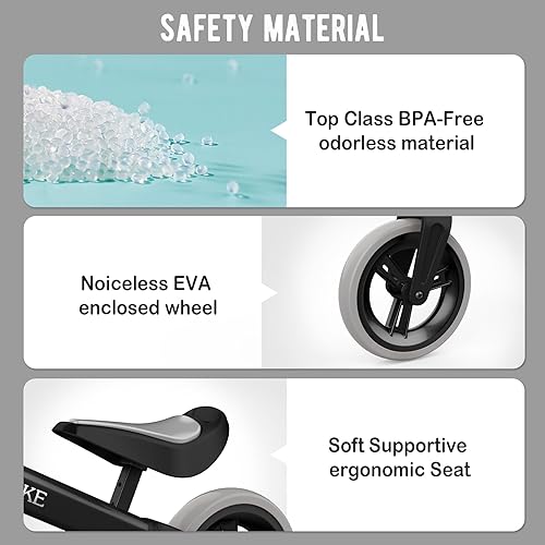 Miniatura 5 de Bicicleta de equilibrio para niños de 1 a 4 años, asiento ajustable y manillar sin pedal, bicicleta de entrenamiento sin pedales, el mejor regalo