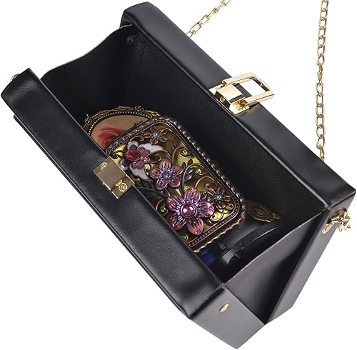 Miniatura 5 de QZUnique Bolso de hombro en forma de cinta con grabador de radio PU Crossbody bolso de noche retro para mujer, bolso de mano