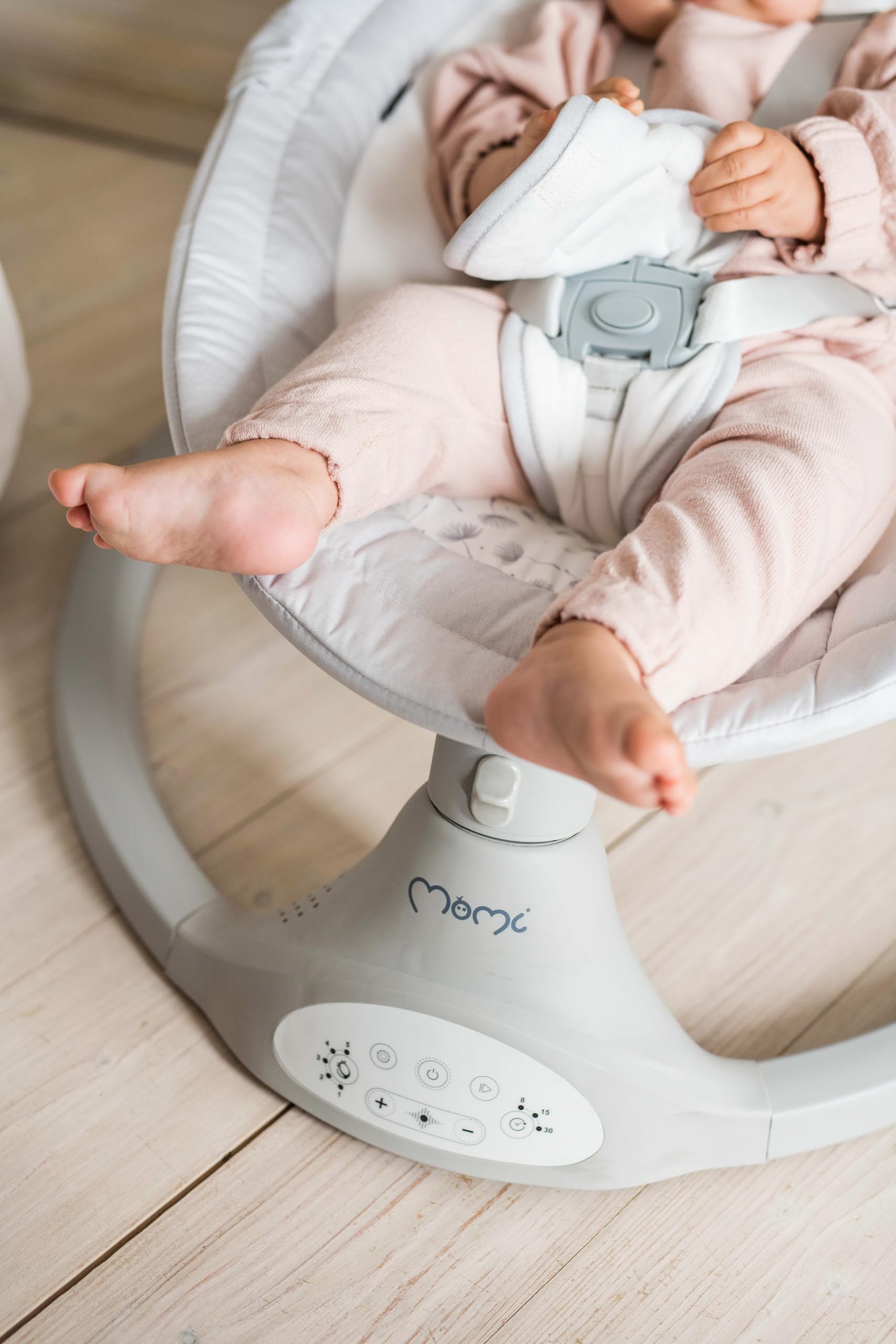 MoMi KENANI Babywippe klappbar mit Fernbedienung Bluetooth 5-Punkt-Sicherheitsgurt bis 9 kg