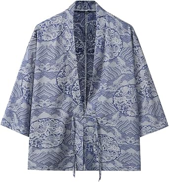 Mens Summer Ancient Style Dragon Pattern Ice Silk Casual Cardigan Shirt