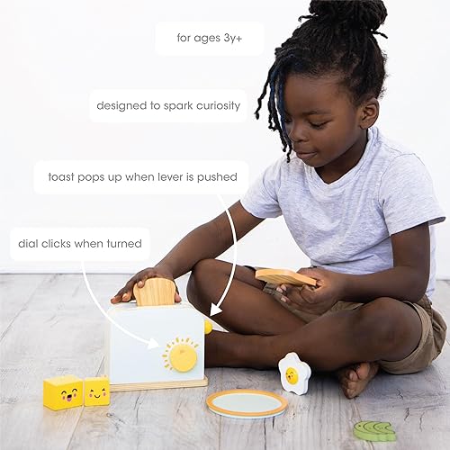 Miniatura 3 de Pearhead Brunch Time - Juego de horno tostador de madera, juguetes de aprendizaje de desarrollo, juego de cocina para niños a partir de 3 años,