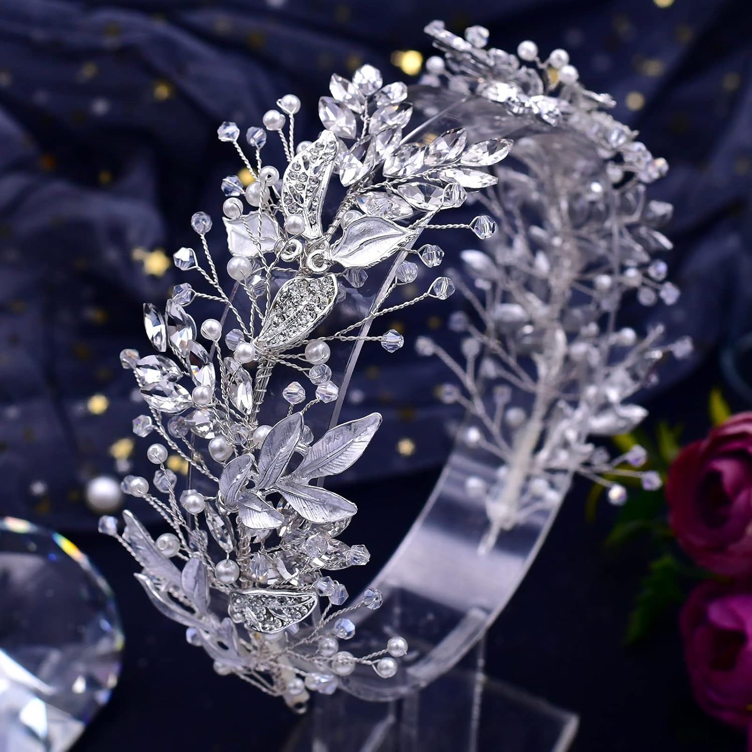 HONGMEI Bridal Headpiecees for Wedding Hair Accessories for Brides Rhinestone Wedding Headband for Women and Girls - Image 5