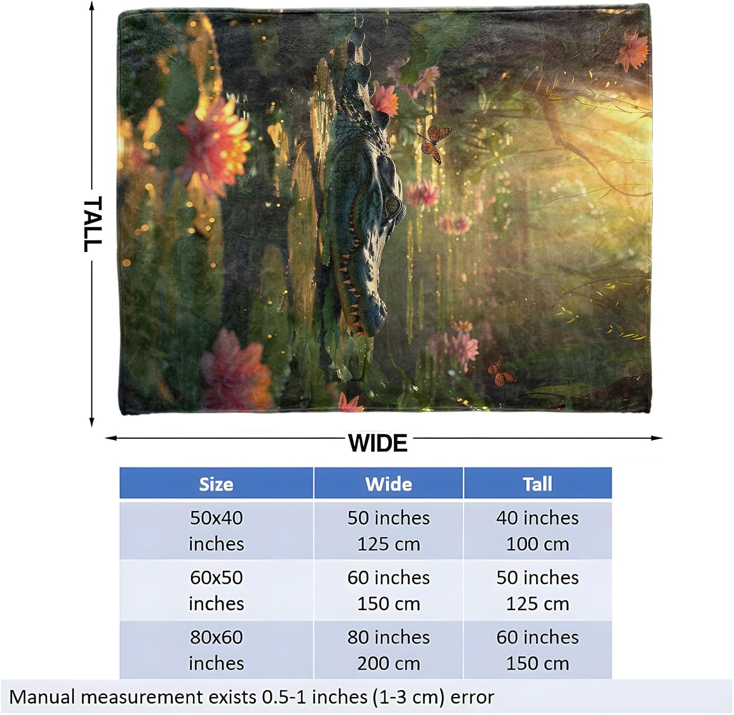 Alligator Throw Blanket for Girls Boys Kids Adults, 50x60 in, Cozy Flannel Blanket for Bedroom, Camping, Couch, Room Decor, Fuzzy Warm Soft Gifts - Image 3