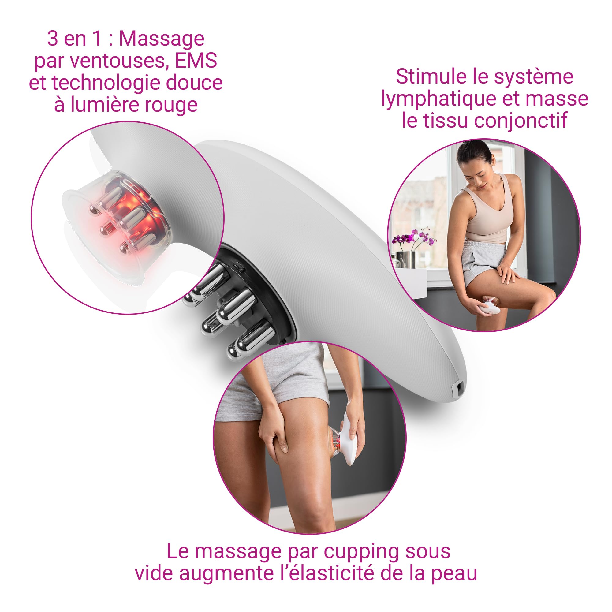 medisana VC 150 appareil de massage à ventouses, masseur anti cellulite | pour peau belle et ferme, avec massage sous vide, EMS et lumière rouge, masseur anti-cellulite avec drainage lymphatique