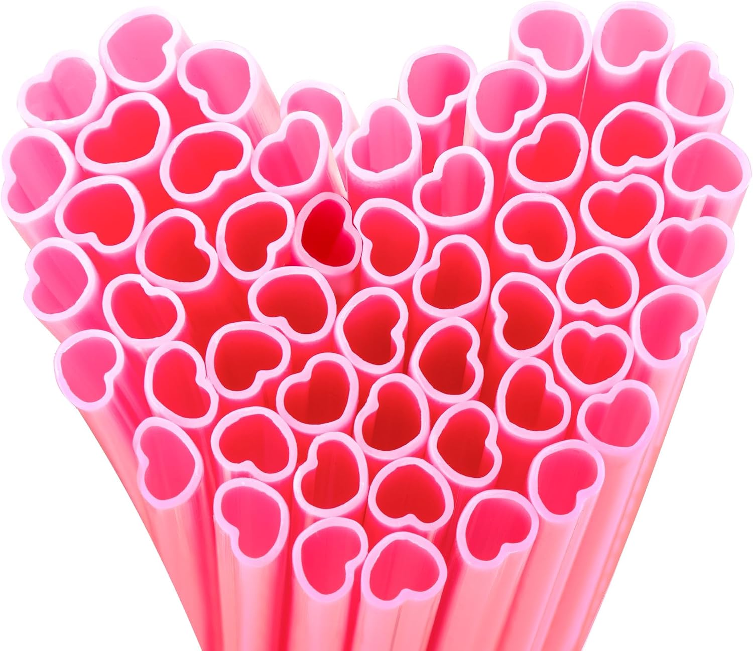50 pitillos rosas con forma de corazón, 8mm, individuales miniatura 1