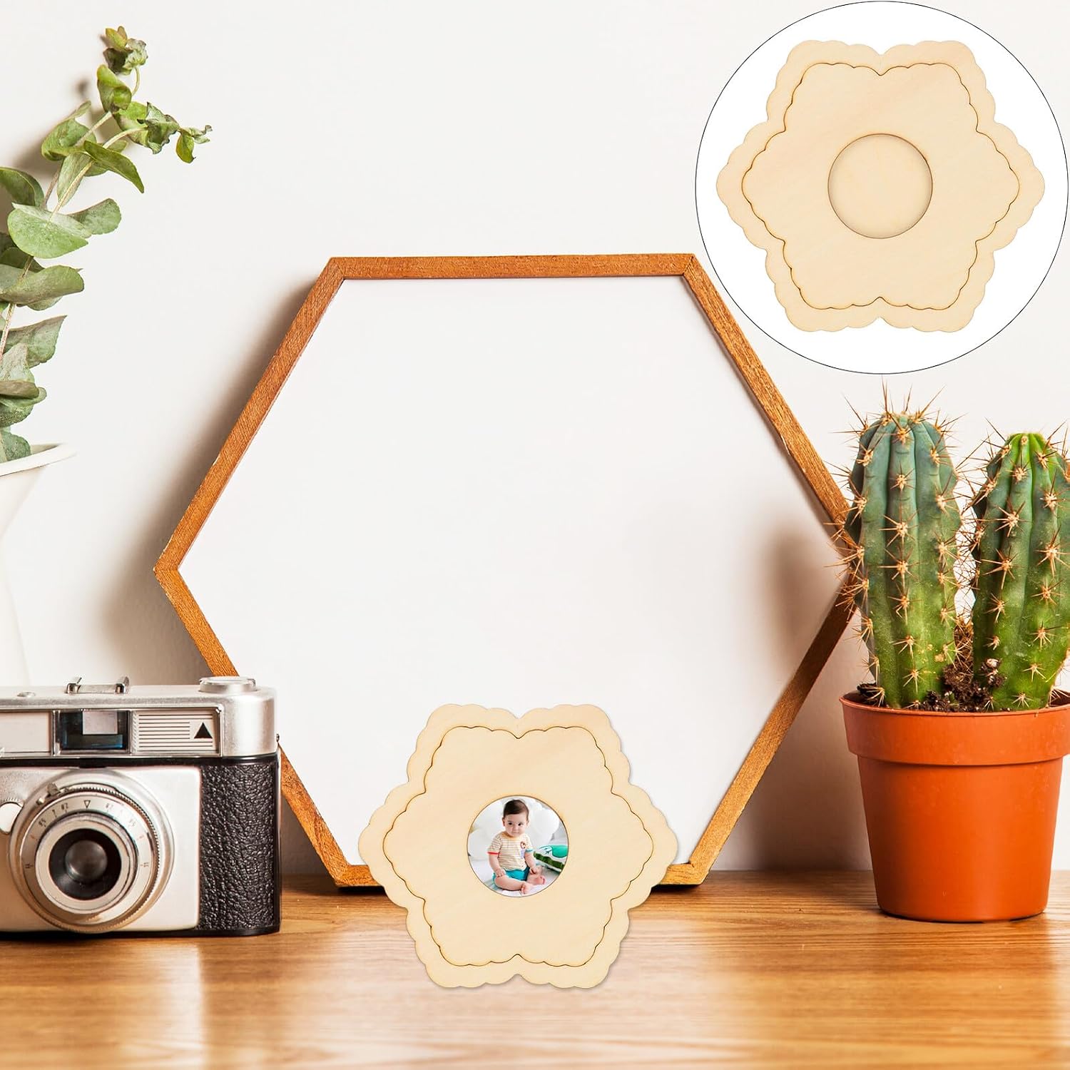 5 Pcs Wooden DIY Photo Frame Mini Picture Frame Xmas for Boys and Girls