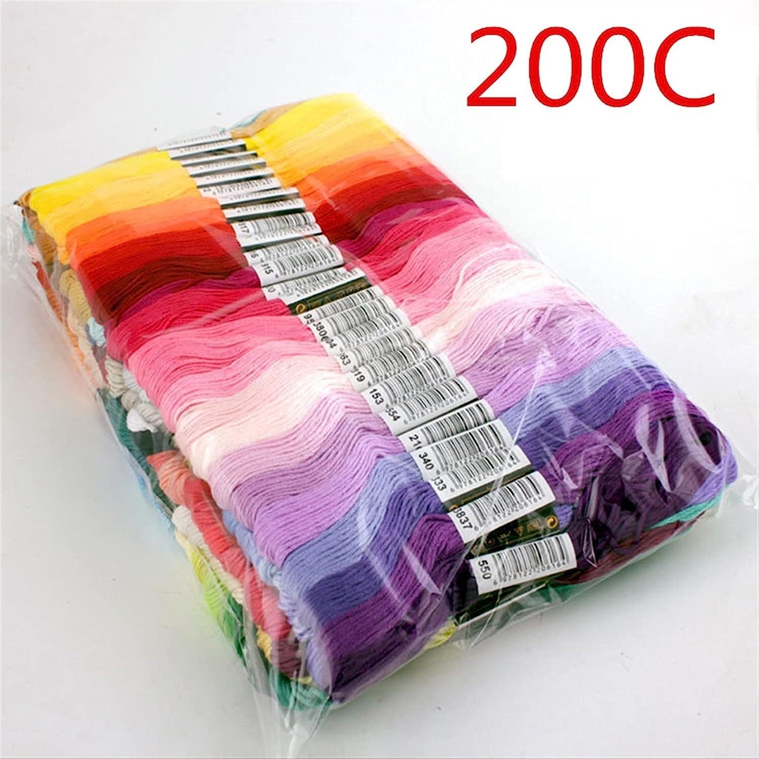 Hilo de Coser, 200 Piezas de Hilo de Color al Azar madeja Hilo de Punto de Cruz DIY línea de Seda Hilos de Rama Hilo Similar Hilo de Bordar (Color : Random Color 200 PCS)
